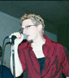 Stephen crooning at the Orange Bear - 9/7/02